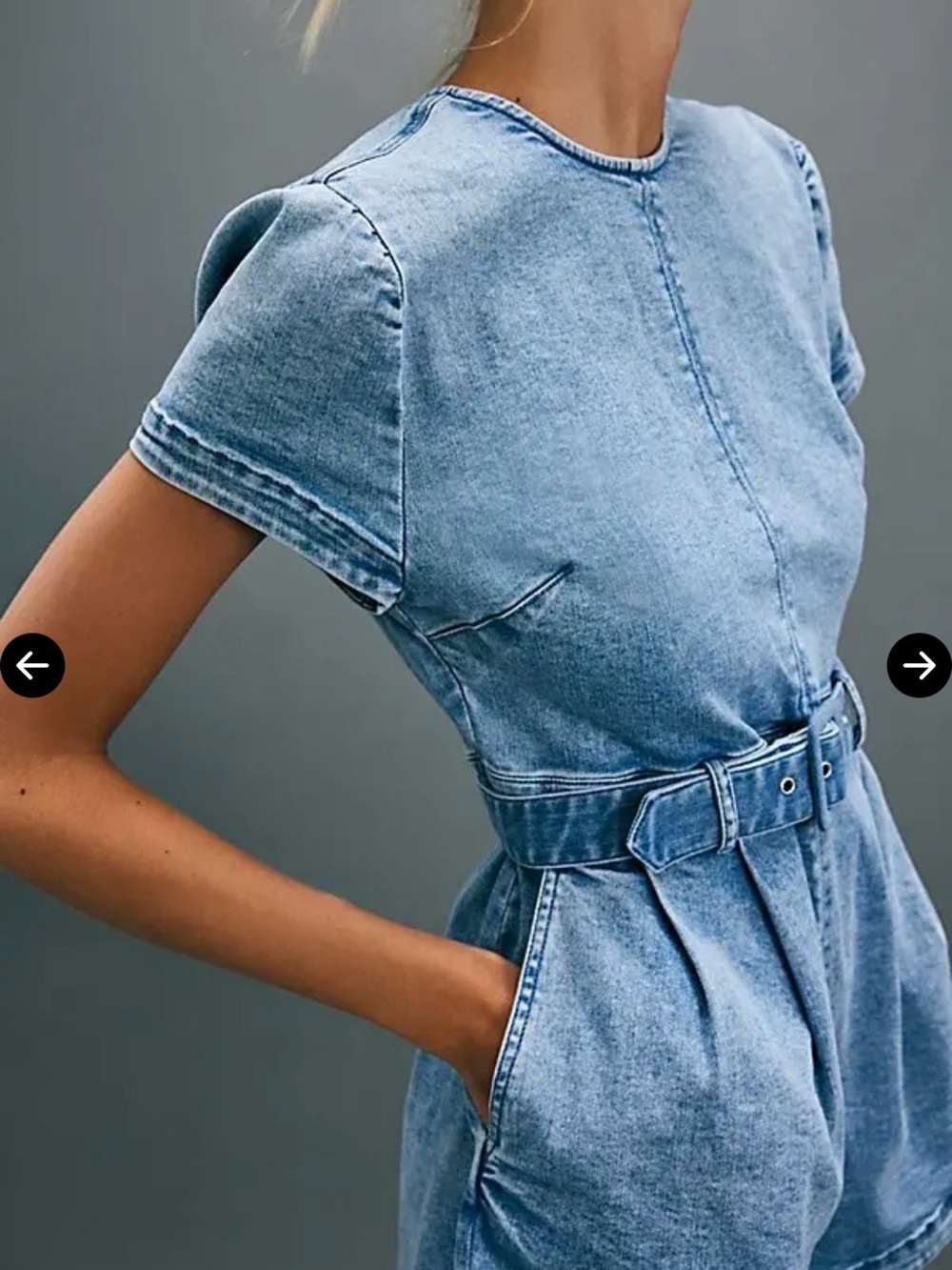 Revolve x Free People Charlotte Denim Romper - Light Fade Blue Wash